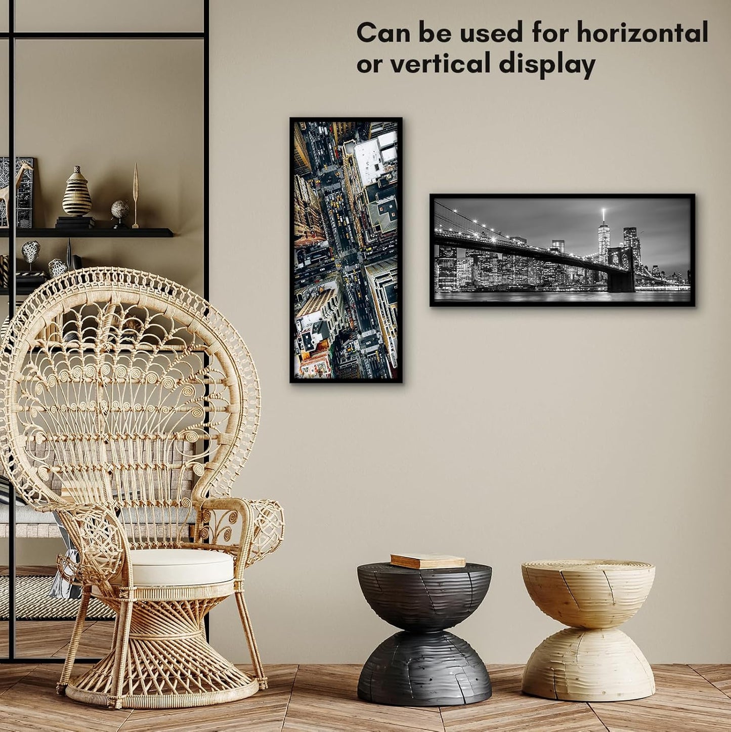 Americanflat 24x36 Poster Frame with Polished Plexiglass - Streamline Collection - Thin Border Picture Frame for Wall Display - Hanging Hardware Included - Black - Colors A