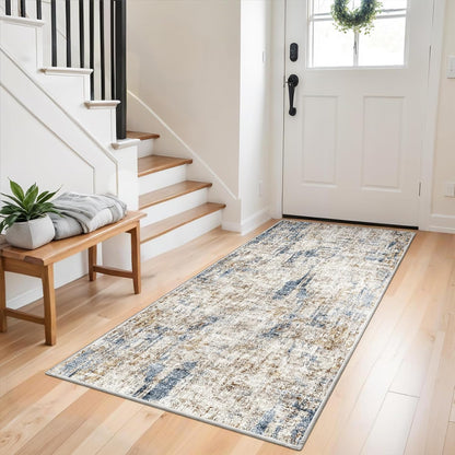2x3 Washable Non-Slip Area Rug - Soft Low Pile Throw Rug for Kitchen Entryway Bedroom - Modern Indoor Door Mat with Rubber Backing (Beige Grey) - Colors A