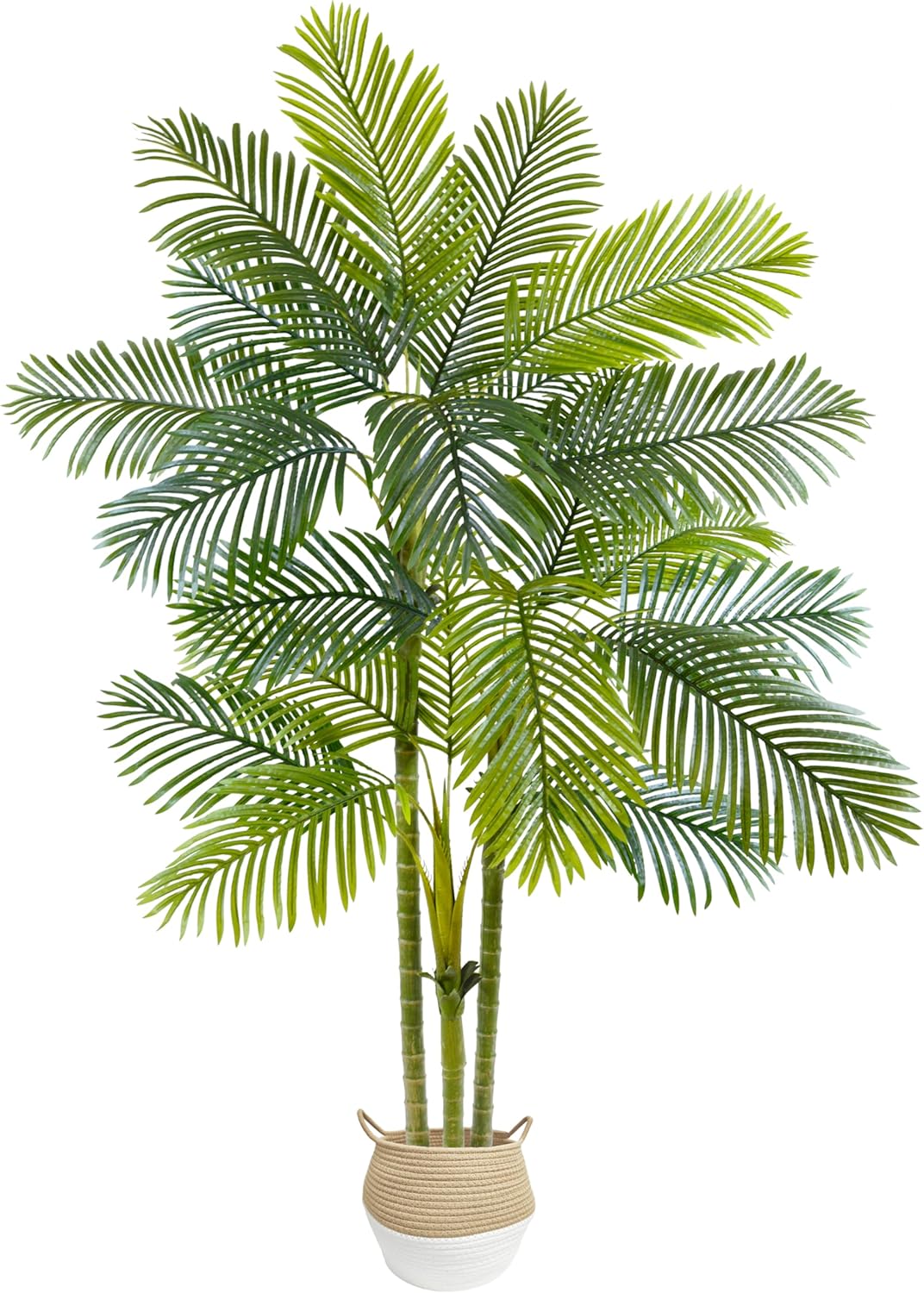 Warmplants Artificial Ficus Tree, 7ft Silk Fake Ficus Leaves Plant with Basket, Indoor Outdoor Faux Green Tree for Home Garden Office House Livingroom Décor