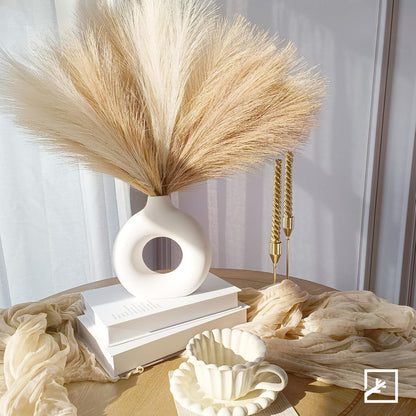 ZIFTY 7-Pcs 38"/3.1FT Faux Pampas Grass Large Tall Fluffy Artificial Fake Flower Bedroom Decor Boho Decor Bulrush Reed Grass for Vase Filler Farmhouse Home Wedding Decor (Beige Mixed)