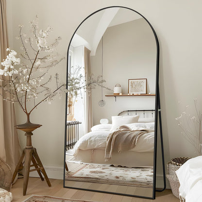 NicBex Full Length Mirror with Stand, 56"x19" Aluminum Alloy Frame Floor Mirror, Black, Shatter-Proof Glass - Free Standing, Leaning Against Wall or Wall-Mounted, for Bedroom Living Room Dressing Room