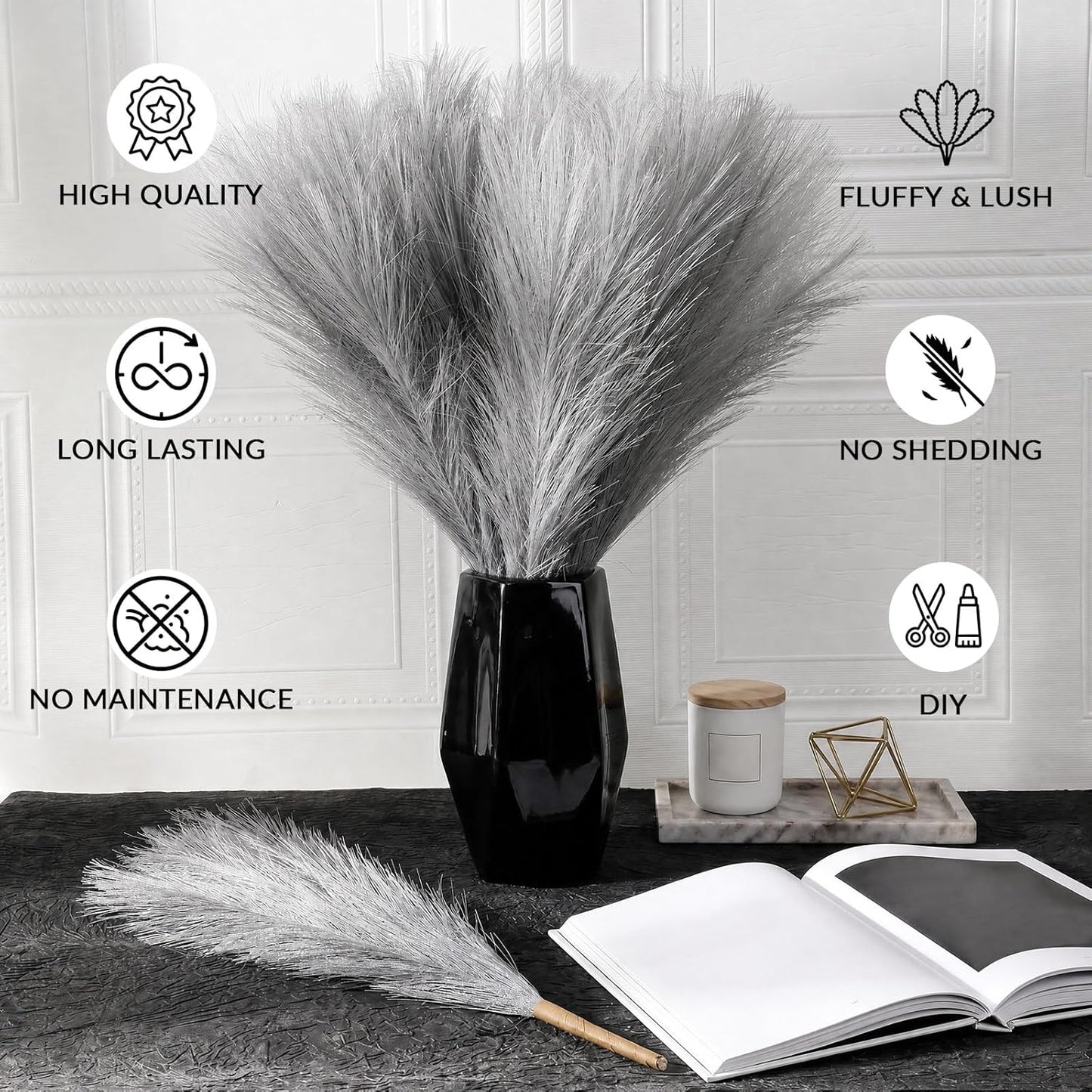 30pcs Pampas Grass Decor,21" Artificial Pompous Grass Bulk,Small Vase Filler Pompas Grass for Home Wedding Living Room Wall Party Decoration (Beige,Light Brown, 21 Inch 30 Pcs)