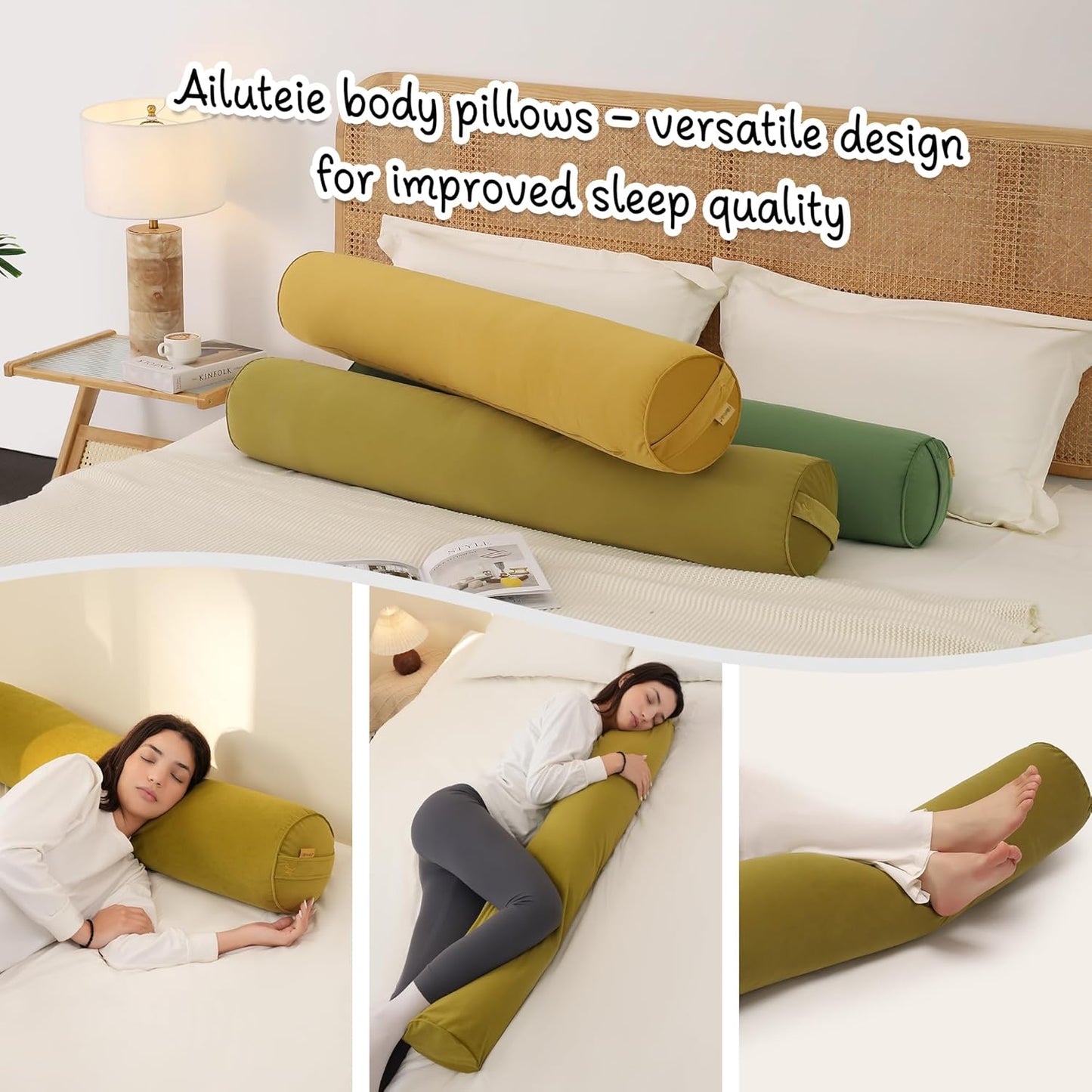 Body Pillow for Adults,Long Round Pillow,Big Cylindrical Pillow,Large Full Bolster Pillows for Side Sleepers (Steel Gray, 47.24"*7.87")
