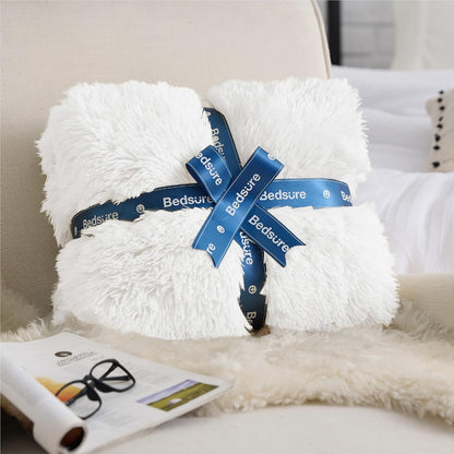 Bedsure GentleSoft Fluffy Fuzzy Faux Fur Throw Blanket for Couch, Soft Sherpa Fleece Cozy Gifts for Women, Plush Bed Blanket Room Decor for Men, Thick Warm Minky Teen Gifts Winter Bedding