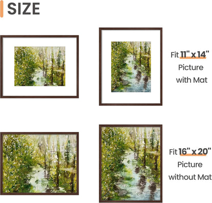 upsimples 11x14 Picture Frame Set of 5, Display Pictures 8x10 with Mat or 11x14 Without Mat, Wall Gallery Photo Frames, Black