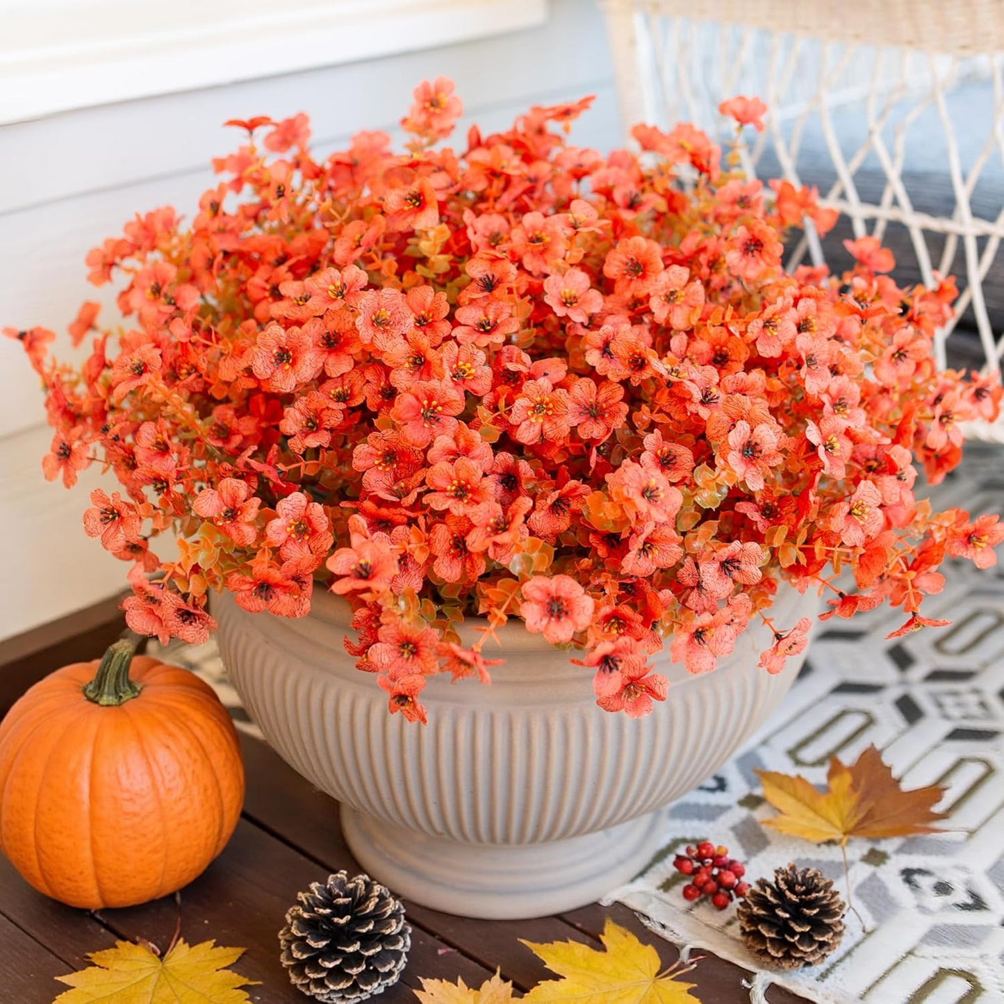 HyeFlora Artificial Flowers for Outdoor Indoor Garden Home Decoration, Faux Flower Daisy with Eucalyptus Leaves Fake Plants Greenery Boxwood Porch Patio, 12 Bundles (Mix Pink Red Purple Yellow)