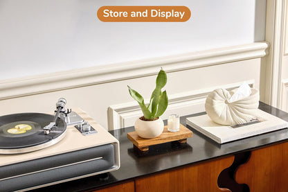 Large 16" Acacia Wood Riser Pedestal Stand – Farmhouse Wood Display Riser for Kitchen and Bathroom Décor - Counter Display, Plant Stand, Jewelry Holder, Vanity Tray, Candle Stand (L:16"x8"x1.57")