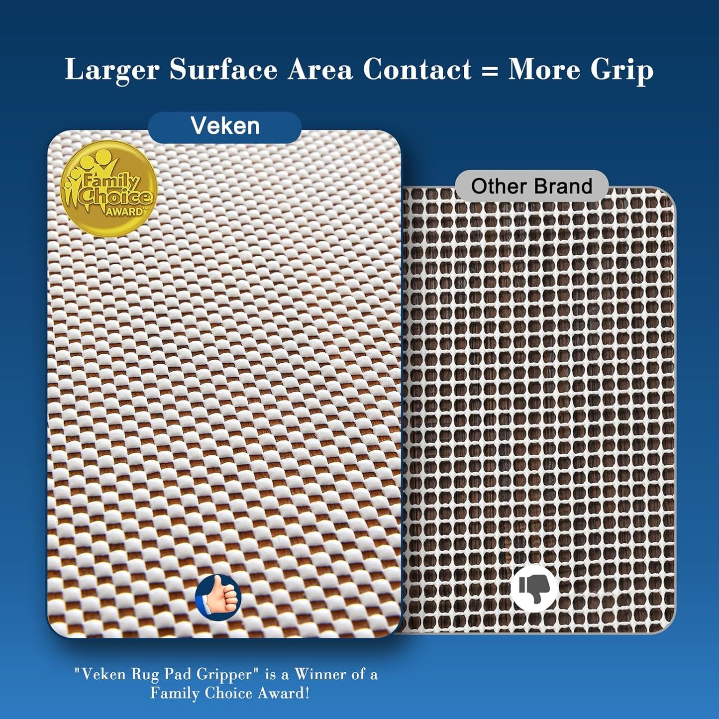 Veken Non Slip Rug Pad Gripper 8 x 10 Feet Extra Thick Pads for Any Hard Surface Floors, Keep Your Rugs Safe and in Place, Under Carpet Anti Skid Mat - Colors B