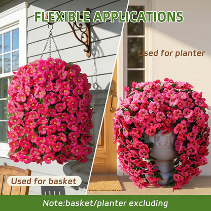 HyeFlora Artificial Flowers for Outdoors, 2pcs Faux Silk Pansies Flowers UV Resistant Fake Hanging Flower Plants for Outside Planters Porch Yard Patio Window Box (Mix Purple)