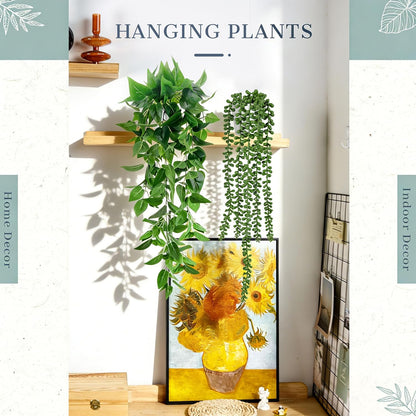 Der Rose 4Pcs Fake Plants Hanging Artificial Ivy Vine Faux Eucalyptus Hanging Plants, Boston Fern, String of Pearls for Living Room Aesthetic Bedroom Boho Kitche Wall Shelf Indoor Outdoor Decor
