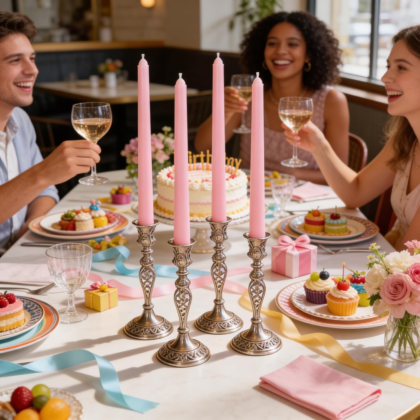 Viyffo Taper Candles, 10 Inch, 4 Pack, Olive Glow – Unscented, Dripless & Smokeless Design, Up to 8 Hour Burn – Long Tall Taper Candlesticks for Wedding, Dinner & Home Decor