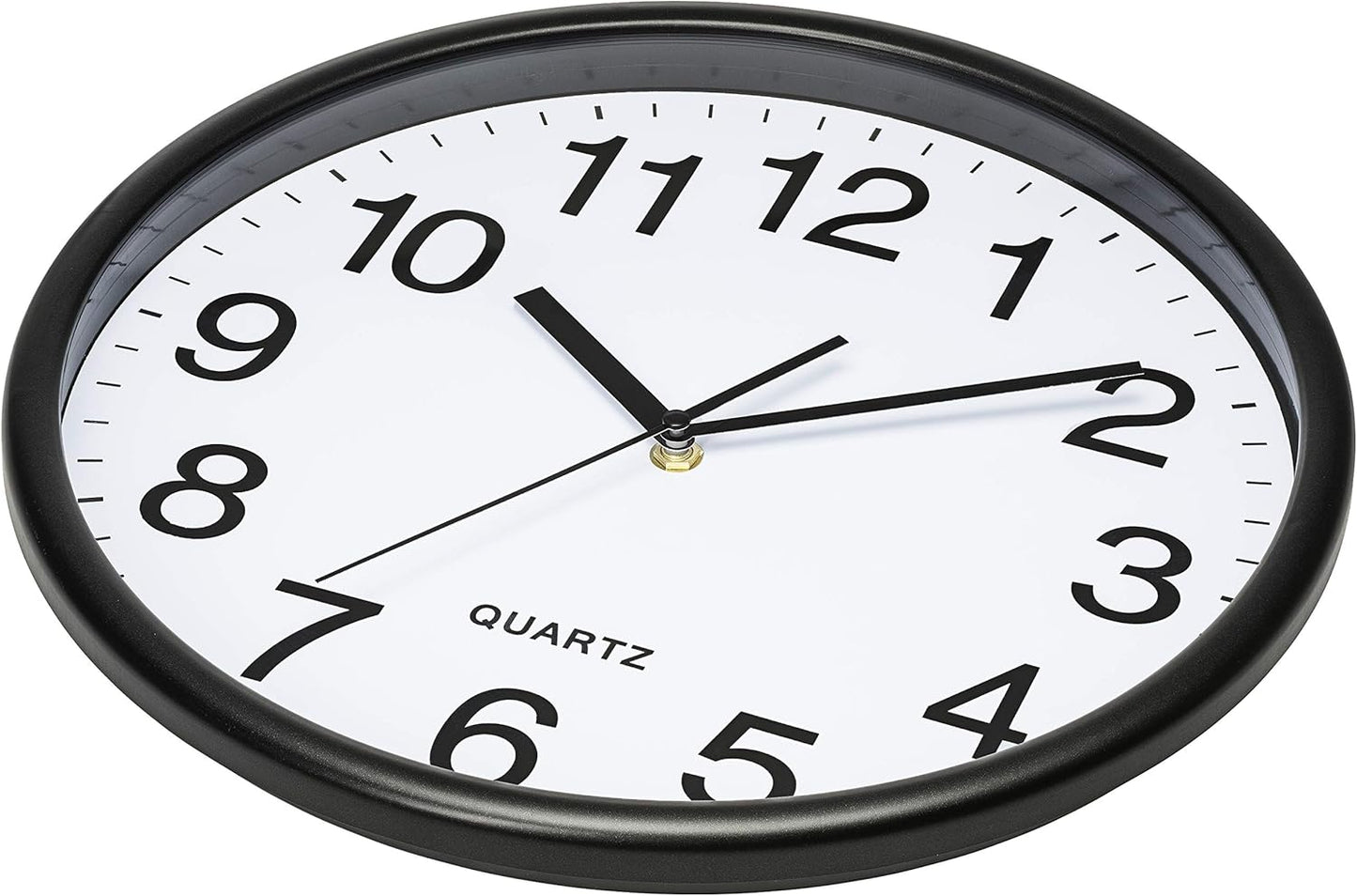 Bernhard Products Black Wall Clock Silent Non Ticking 10 Inch Quality Quartz Battery Operated Round Easy to Read Home/Office/Kitchen/Classroom/School Clock Sweep Movement