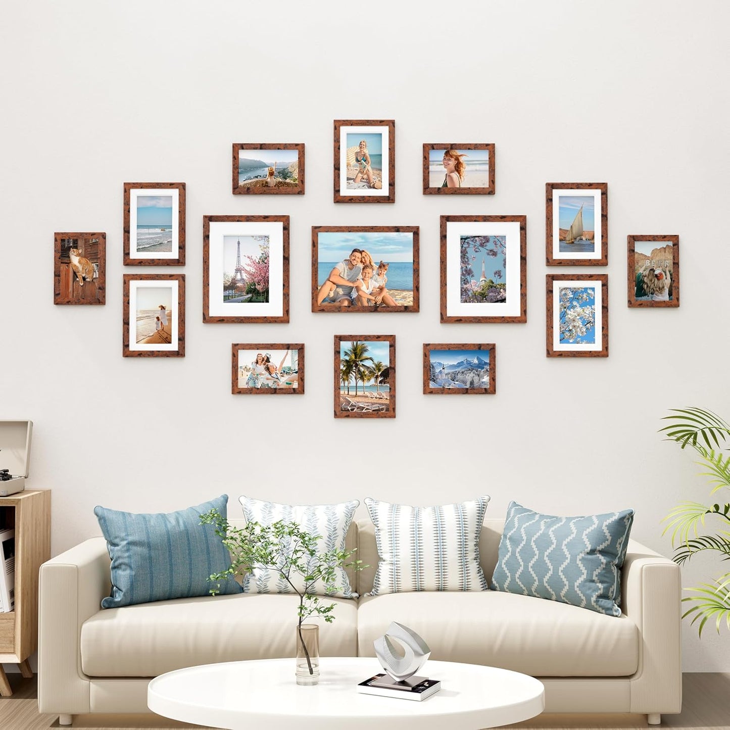 Vittanly 15 Pack Picture Frames Collage Wall Decor for Mounting or Tabletop Display, Gallery Frame Set for Family, Multi Sizes Including 3pcs 8x10, 6pcs 5x7, 6pcs 4x6, Black