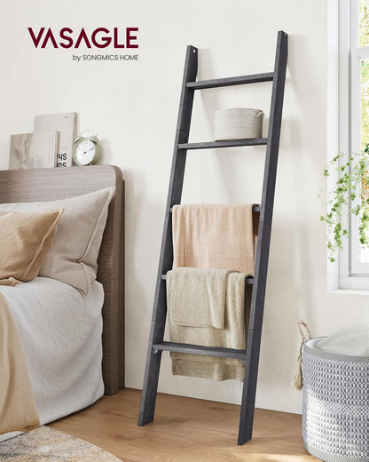 VASAGLE Blanket Ladder Decorative Farmhouse for The Living Room, 5-Tier Ladder Shelf, Ladder Rack for Storage and Decor, Honey Brown ULLS018K41