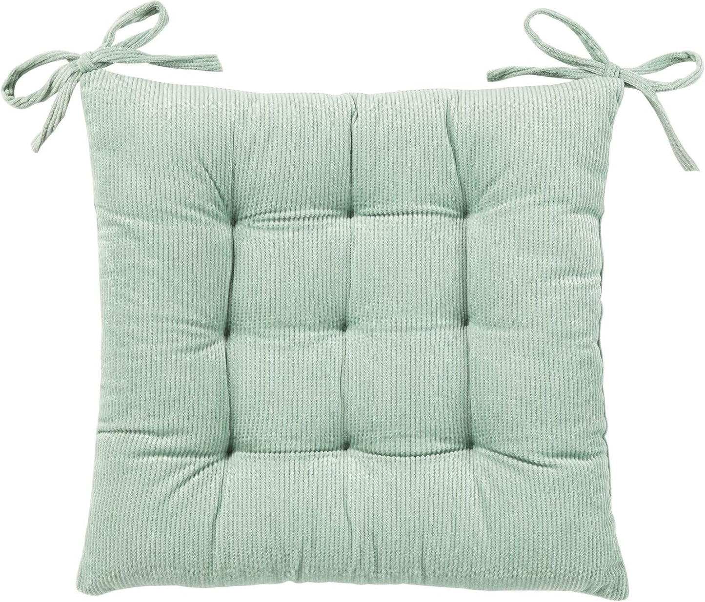 HLOVME Corduroy Chair Cushion with Ties Ultra Soft Warm Floor Cushion for Kids Reading Nook Comfortable Square Seat Cushion for Adult 15.7”x15.7”, White