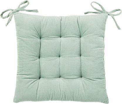 HLOVME Corduroy Chair Cushion with Ties Ultra Soft Warm Floor Cushion for Kids Reading Nook Comfortable Square Seat Cushion for Adult 15.7”x15.7”, White