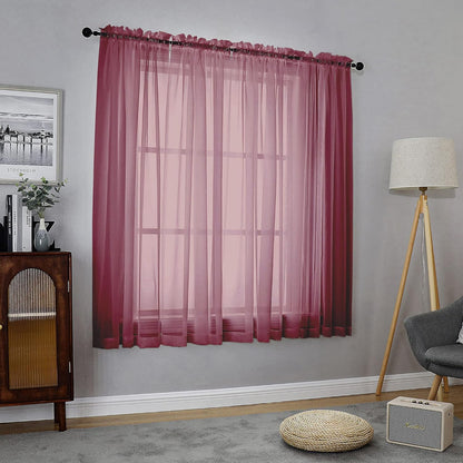 Chyhomenyc Sheer White Valances for Windows 2 Pack, Small Window Curtains for Living Room Bathroom Cafe Laundry Basement, Modern Top Dual Rod Pocket Voile Curtain, 42W x 14L inches, White - Colors A