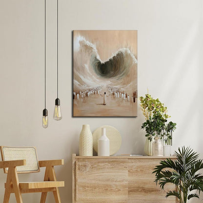 Abstract Jesus Walking on Water Canvas Wall Art Christian Spiritual Wall Decor Pictures Divine Light Modern Religious Posters Prints for Living Room Bedroom Church Decoration 12x16in