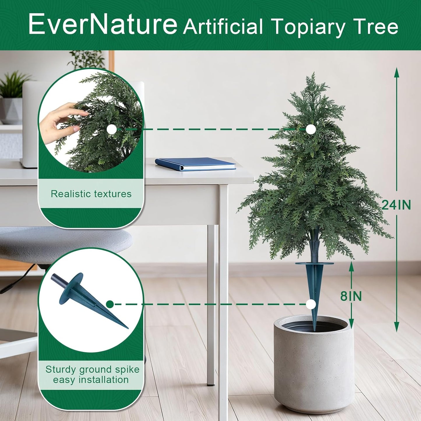 Artificial Lavender Topiary Ball Trees, 2 Set of UV Resistant Fake Evergreen Shrubs Bushes Plants with Ground Spike, Fake Plants for Outdoor Indoor Front Porch Garden