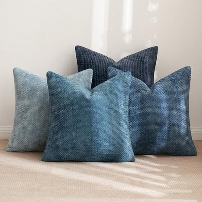 MIULEE Pack of 4 Couch Throw Pillow Covers 18x18 Inch Neutral Soft Decorative Chenille Pillow Covers Farmhouse Boho Cushion Covers for Mid Century Modern Spring Home Decor Sofa Bedroom Living Room