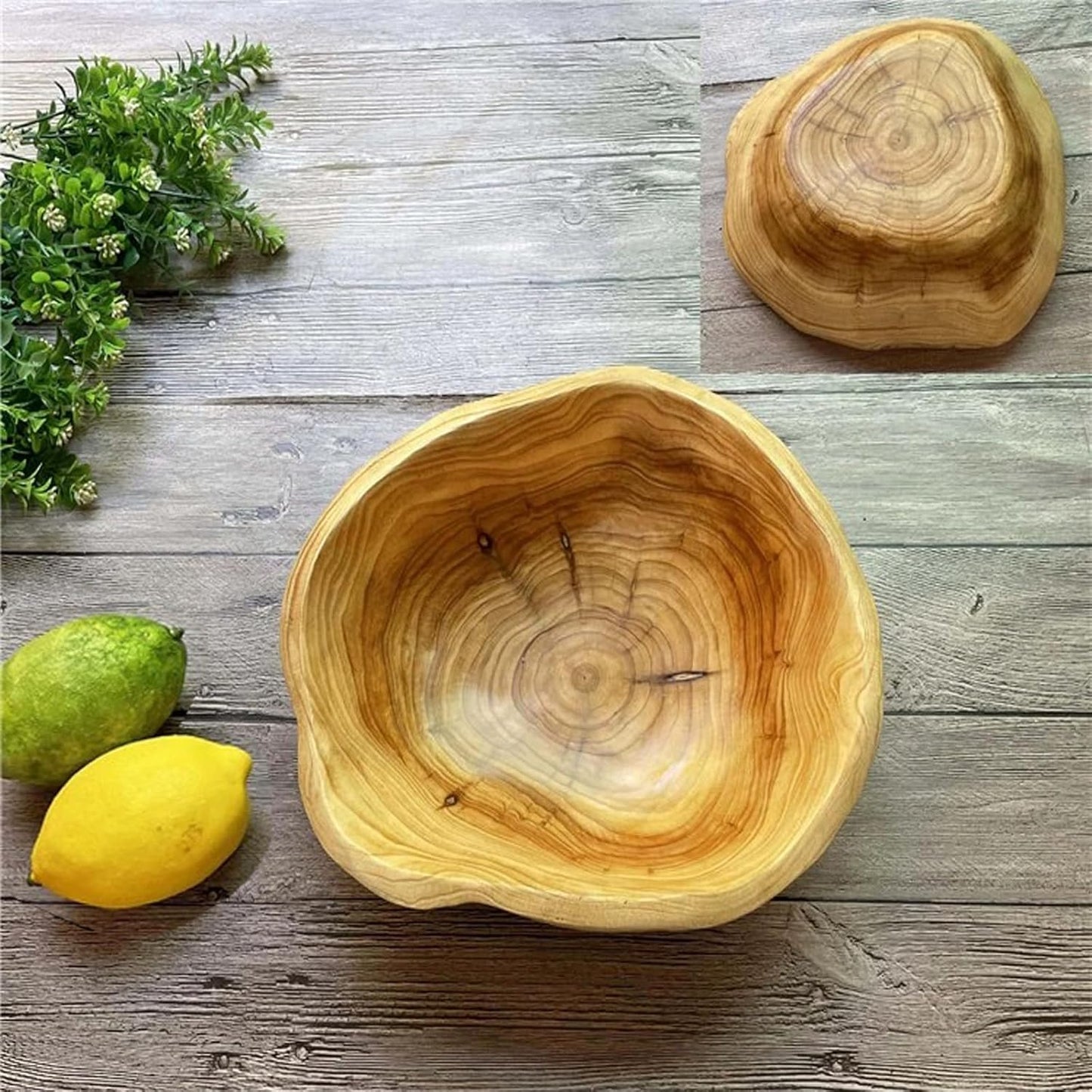Wooden Bowl Decorative Natural Wood Fruit Bowl, Irregular Creative Wood Bowls, Rustic Hand Carved Candy Snack Keys Serving Bowls for Home Decor (6"-8" Diameter)