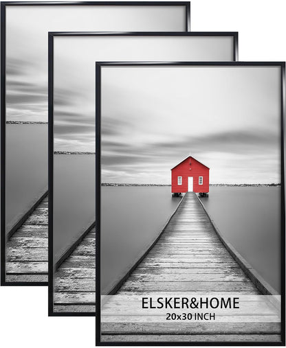 ELSKER&HOME 22.375 x 34 Poster Frame 3 Pack, Black Picture Frame for Horizontal or Vertical Wall Mounting, Sturdy and Scratch-proof
