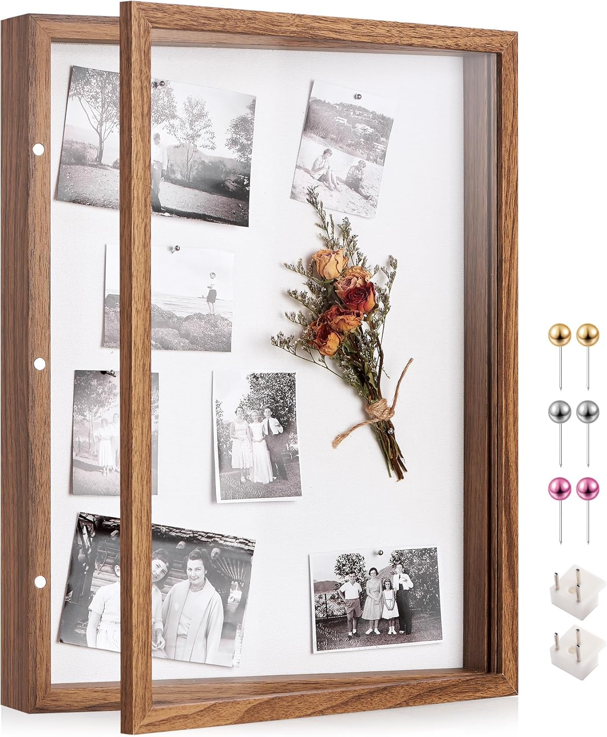 8x10 Deep Shadow Box Picture Frame Display Case with Linen Back and Stand,Real Glass Black Shadow Memory Box Frame 8x10 for Flower Baby Pet Wedding Photo Art Craft Memorial Wall Decor Gift