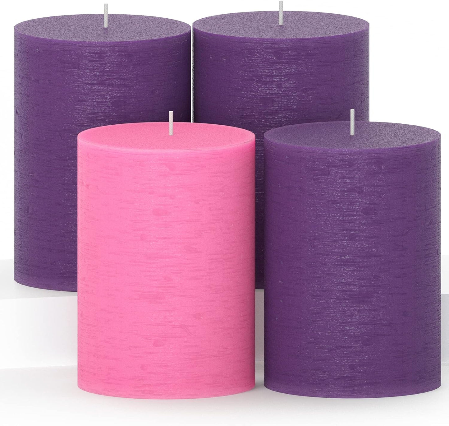 CANDWAX 3x4 inch Pillar Candles Set of 3 – Unscented Dripless Rustic Dark Blue Candles for Room Decor, Weddings, Centerpieces