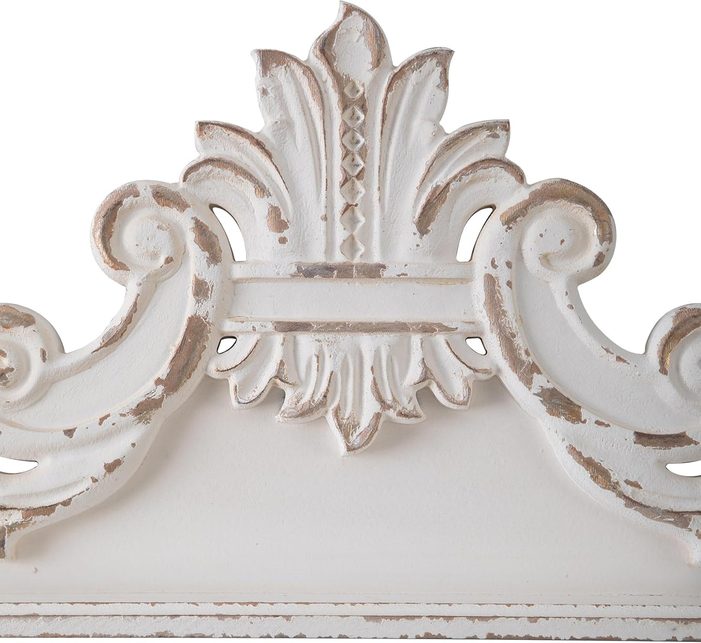 SOFE 39 inch Floral Carved Wall Sculptures French Country Wall Decor, Gorgeous Shabby Chic White Wood Wall Art, Arabesque Over The Door Decor for Farmhouse Living Room Bedroom Entryway Kitchen