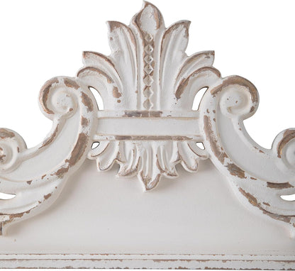 SOFE 39 inch Floral Carved Wall Sculptures French Country Wall Decor, Gorgeous Shabby Chic White Wood Wall Art, Arabesque Over The Door Decor for Farmhouse Living Room Bedroom Entryway Kitchen