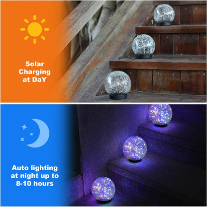 MLKNK Solar Globe Lights Outdoor Waterproof-Solar Balls-Solar Garden Lights-Orbs for Outside 2 Pack Cracked Glass Ball for Lawn Patio Yard Backyard Decorations