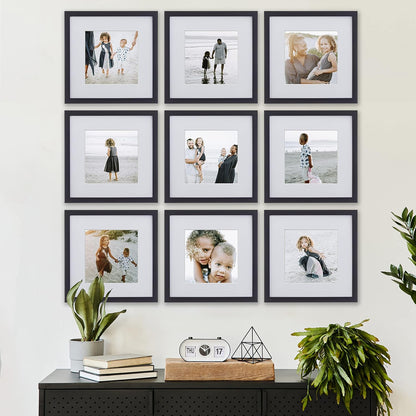 Sheffield Home 9 Piece Gallery Wall Frame Set, 11x14 in. matted to 8x10 in. (Matte Black)