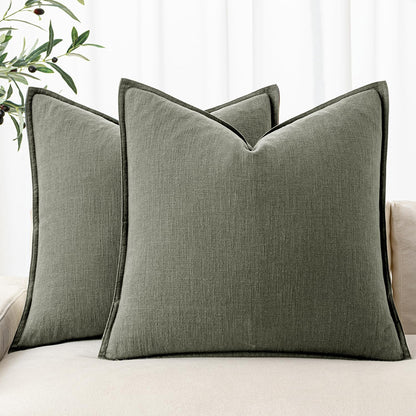 MIULEE Decorative Linen Euro Sham Pillow Covers 26x26 Cream White Boho Farmhouse Neutral Couch Throw Pillows for Bed Pack of 2 Accent Modern Pillowcase Sofa Livingroom Home Decor