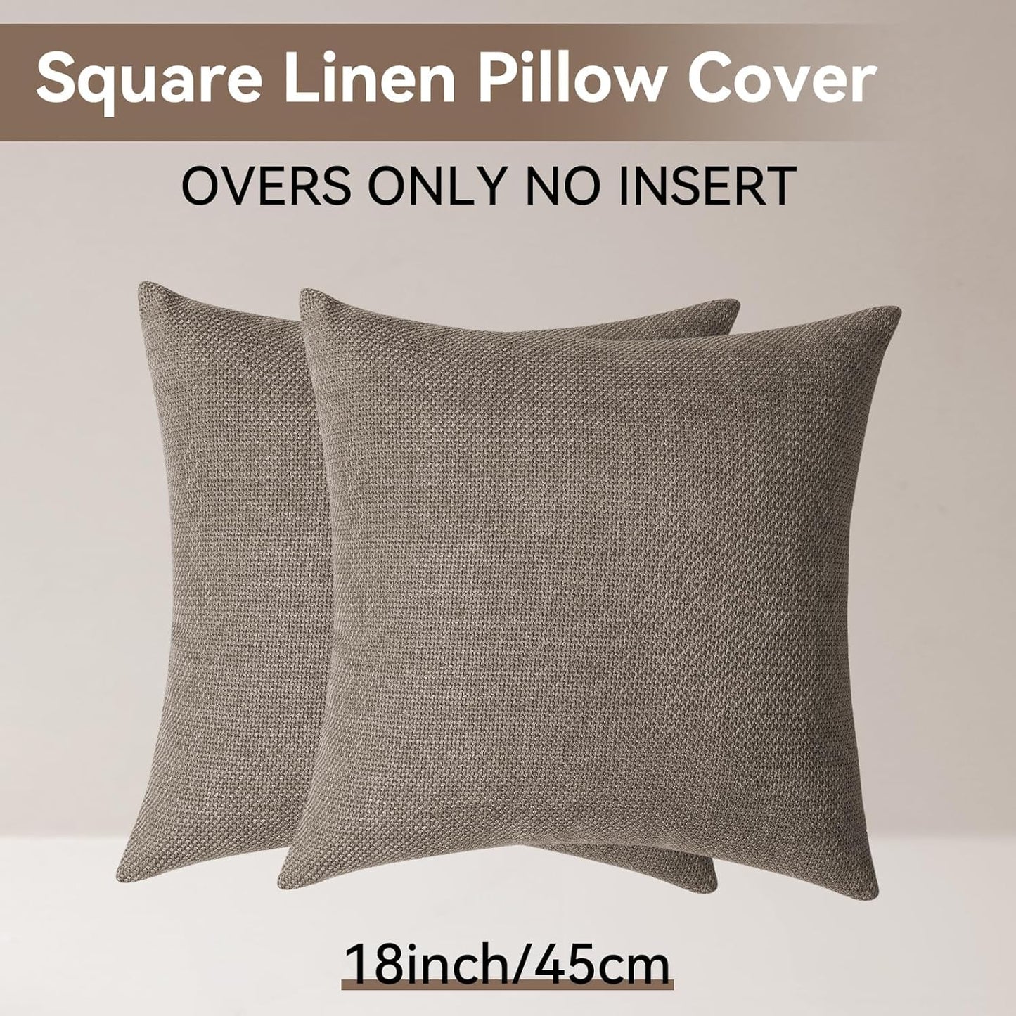 YDKGL Pack of 2 Pillow Covers 18x18, Beige Cream, Couch Decorative Boho Farmhouse Neutral Throw Pillow Case Covers with Zipper, for Living Room Bedroom Soft Pillowcase