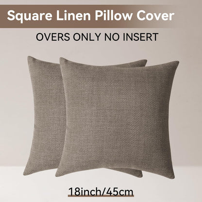 YDKGL Pack of 2 Pillow Covers 18x18, Beige Cream, Couch Decorative Boho Farmhouse Neutral Throw Pillow Case Covers with Zipper, for Living Room Bedroom Soft Pillowcase