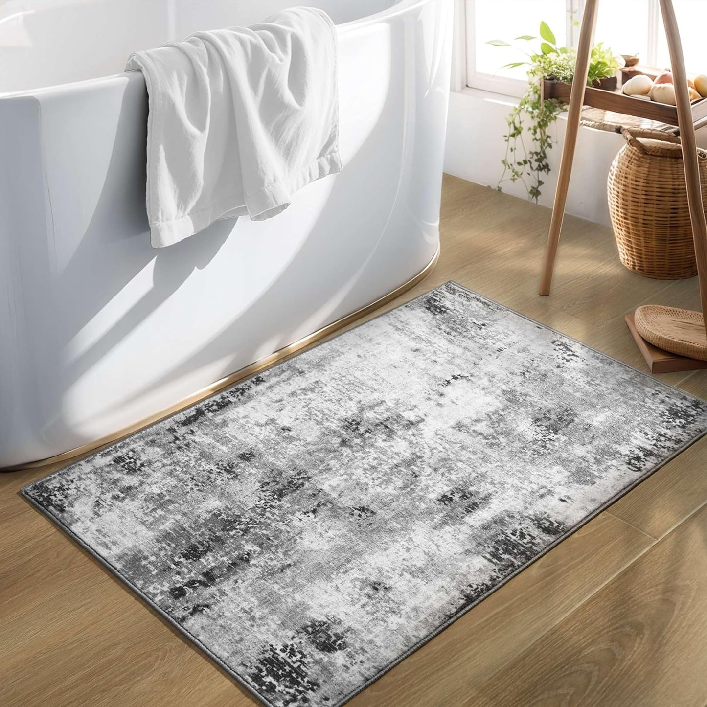 Ompaa 2x6 Rug Runners for Hallways Kitchen Runner Rug Non Slip Washable Grey Long Runner Rugs with Rubber Backing Soft Abstract Carpet Runner for Hallways, Kitchen, Bedroom, Bathroom, Entryway - Colors B