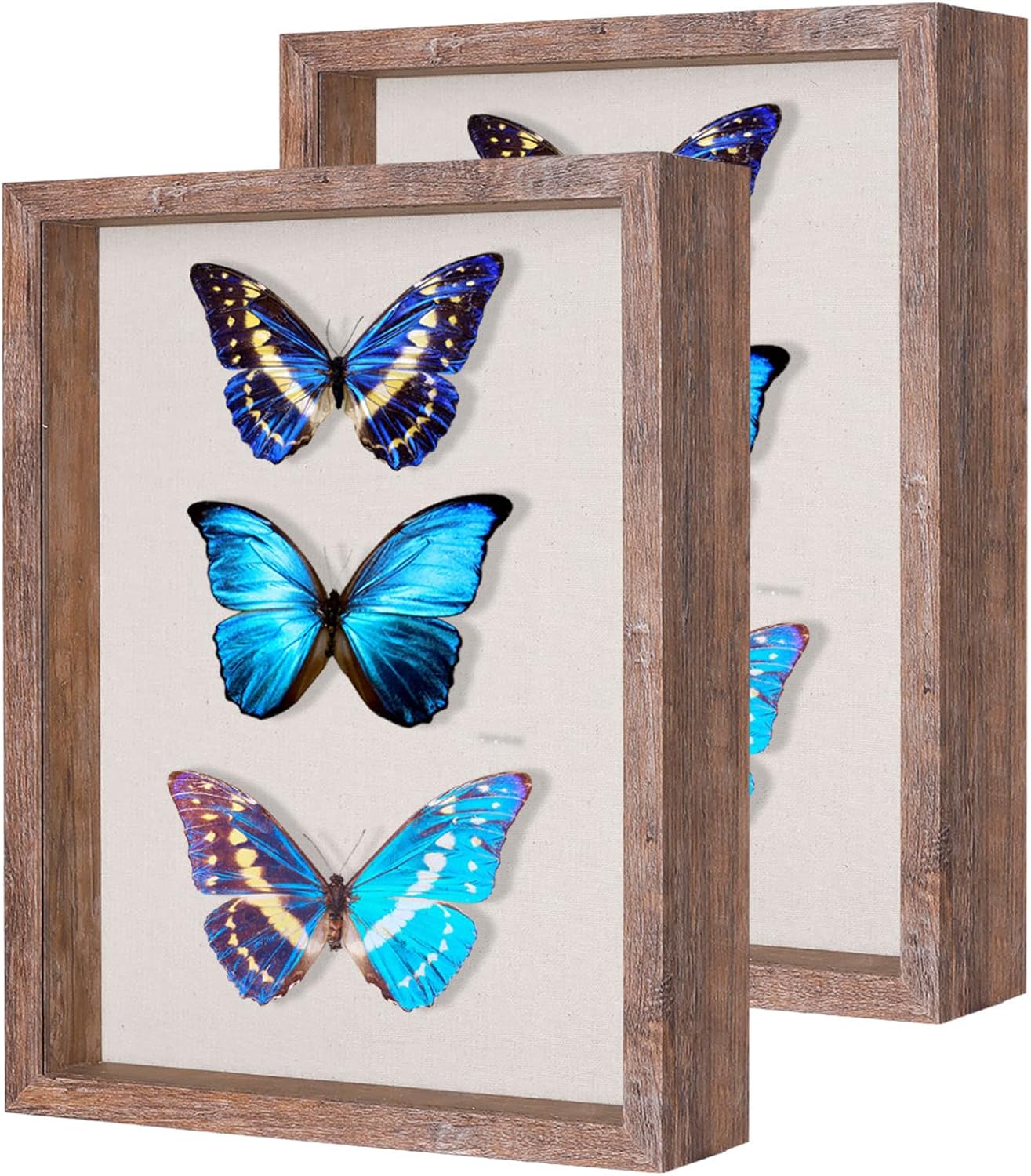 Califortree 8x10 Shadow Box Frame with Linen Back - Sturdy Rustic Memory Display Case of Flower, Pictures, Medals and More, White