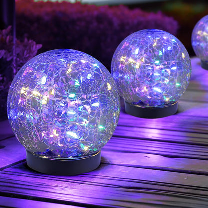 JKIMK Solar Globe Lights Outdoor Waterproof - Cracked Glass Ball Lights for Garden, Patio, Yard, Lawn and Backyard Decor - Solar Orbs for Outside Decorations