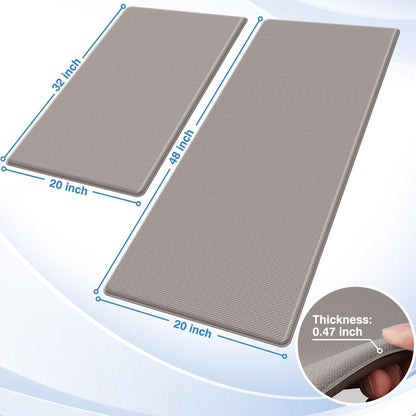 StepRite Kitchen Mats, 2PCS Kitchen Rugs, Cushioned Anti Fatigue Kitchen Mats for Floor, Non-Slip Standing Desk Mat, Waterproof Kitchen Rug Set for Kitchen, Floor, Office, 17.3"x30"+17.3"x47", Black