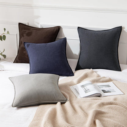 MIULEE Decorative Linen Euro Sham Pillow Covers 26x26 Cream White Boho Farmhouse Neutral Couch Throw Pillows for Bed Pack of 2 Accent Modern Pillowcase Sofa Livingroom Home Decor