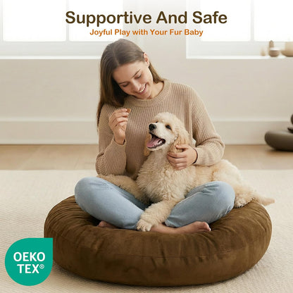 Codi Large Meditation Cushions – Round Floor Pillows for Adults with Removable Washable Cover, Soft and Supportive Floor Cushion for Yoga, Seating and Dog Bed, 32 inch - Grey