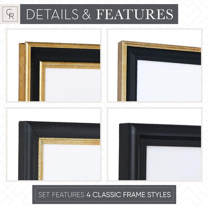 Camden Reed Mixed Gallery Wall Frame Set, (2) 16x20 Inch, (1) 11x14 Inch, and (2) 8x10 Inch, 9 Piece, Brass