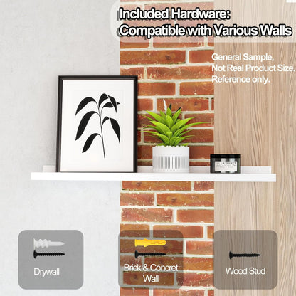 White Floating Shelves for Wall Decor, Wall Mounted Wood Storage Shelf for Bedroom, Living Room, Bathroom, Kitchen, Nursery, Display Picture Ledge Shelf with Lip Set of 2-14 Inches, White
