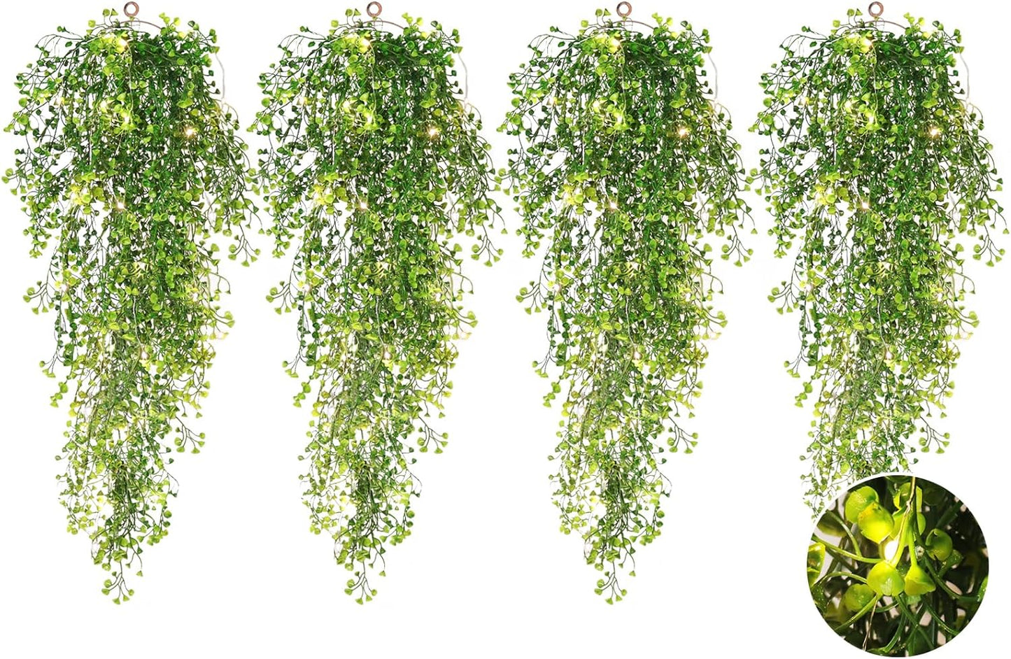 RECUTMS Fake Hanging Plants Artificial Ferns for Outdoor Hanging Faux Plants Vine Ivy Faux Fern Hanging Vines Wall Plants for Home Garden Party Wedding Decor (White 4P)