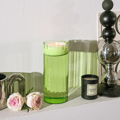 ComSaf Glass Cylinder Vases, Bud Vase for Centerpieces, 8 Inch Tall Ribbed Vase Hurricane Floating Candle Holder, Decorative Flower Vases for Wedding Reception, Home Decor, Housewarming Gift (Clear)