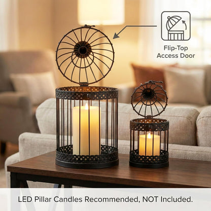 Vela Lanterns Bird Cage Decor Candle Holder Lantern Decorative Wedding Table Centerpiece Decorations, White, Small, Set of 4