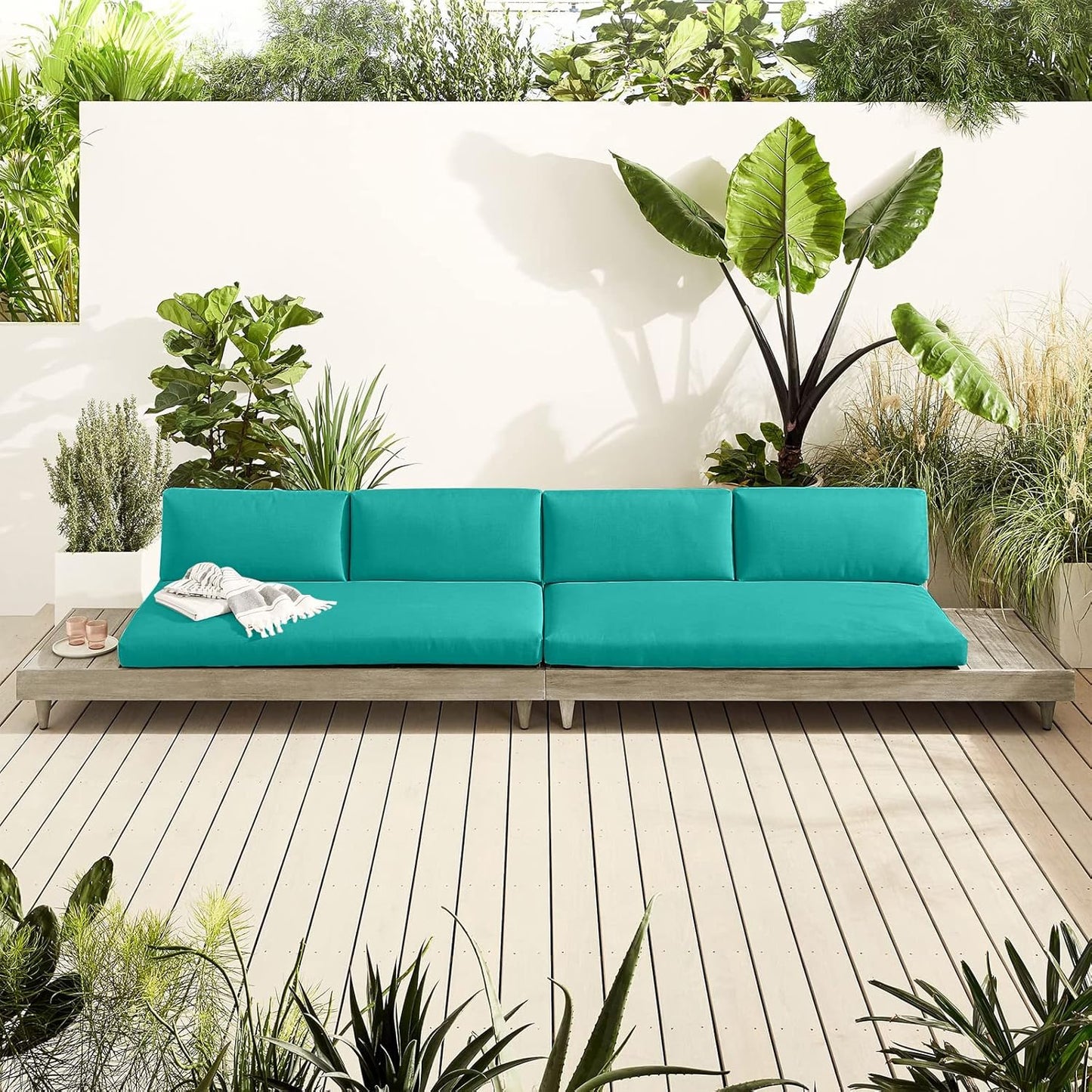 idee-home Outdoor Bench Cushion Waterproof, Bench Cushions for Outdoor Furniture, Patio Porch Swing Replacement Seat Pad with Ties for Garden Backyard, 48 x 18 Inch Red