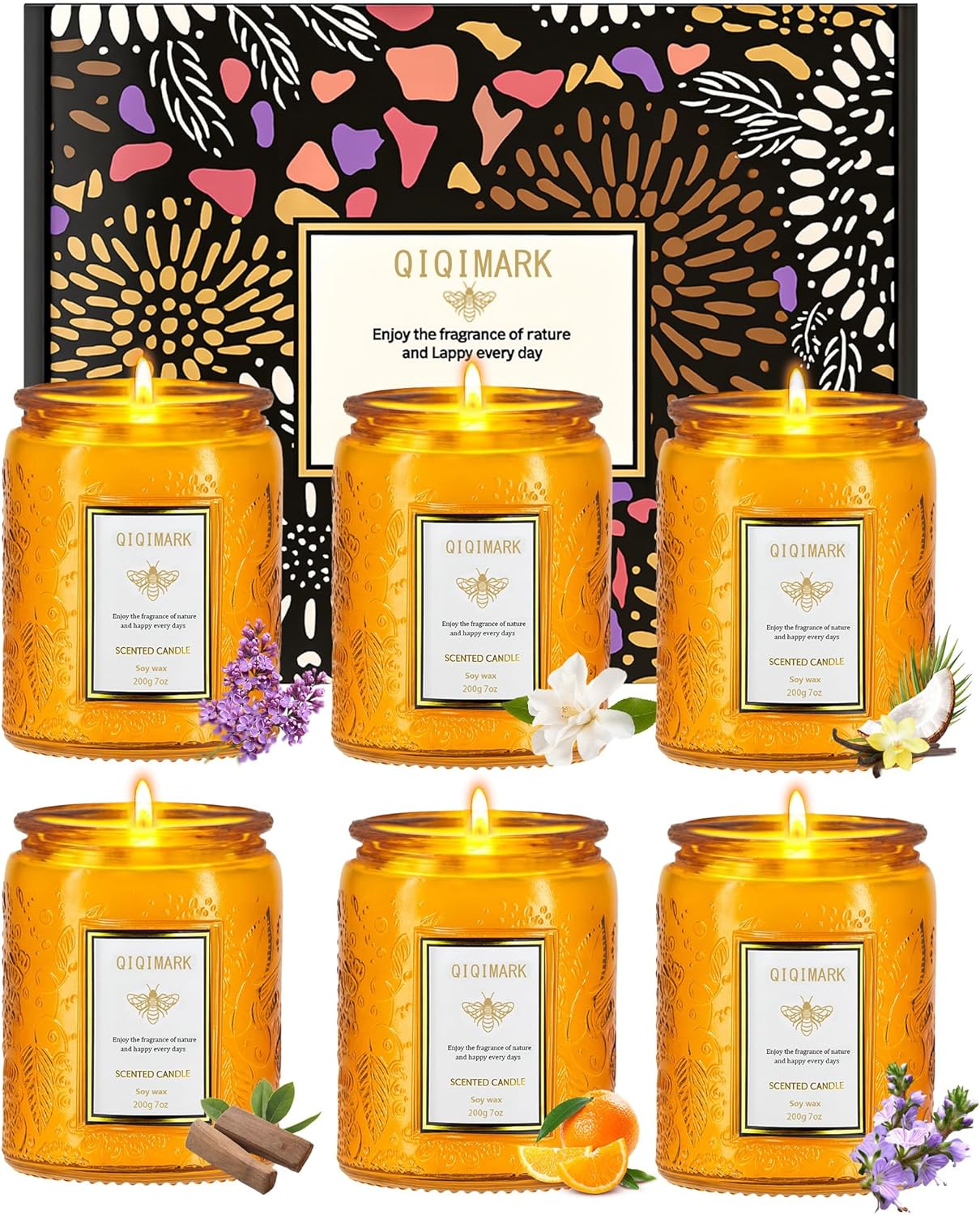 Mother’s Day Candles Gift Set for Mom, Natural Soy Wax Scented Jar Candles 6-Pack, Aromatherapy Candles for Home, 42oz 300 Hours Long Lasting, Gifts for Women