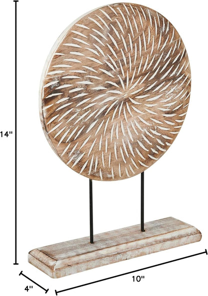 Housewarming Gifts Farmhouse Table Sculpture Home Decor Statue Mandala Carved for Modern Home 10" x 14", Living Room, Fireplace Mantel Shelf, Table and Entryway Decor Stand (Design 1)