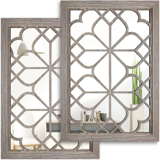 Wocred Set of 2 Rectangular Wall Mirror,Gorgeous Rustic Farmhouse Accent Mirror,Caramel Color Entry Mirror for Bathroom Renovation,Bedrooms,Living Rooms and More(11”x15”)